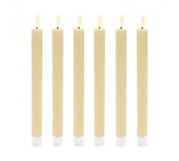Relaxdays Set di 6 Candele LED a Stelo, Tremolanti in Cera Vera Beige, 25x2 cm