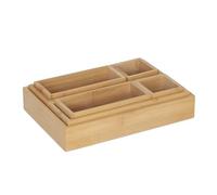 Relaxdays Set di 7 Box in bambù per cassetti, 4 Misure, Naturale, Bagno, Cucina e scrivania, 28 x 19.5 x 5 cm