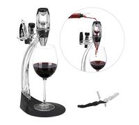 Relaxdays Set di accessori, per l’Areazione del Vino, con Supporto, Apribottiglie, Tappo, Taglia Capsule, Colino, Nero