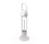 Relaxdays Set WC Acciaio Inox HxD 79 x 22 cm con porta carta e scopino Bianco