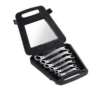 Relaxdays Set di Chiavi ad Anello, Kit da 6 Accessori a Cricchetto, 6-15, 17 & 19 mm, Valigetta con Attrezzi, Argento