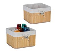 Relaxdays Cestini Portaoggetti Decorativi, Set di 2 Ceste per Bagno e Camera, Contenitori per Armadio, 20x31x31 cm, Nero