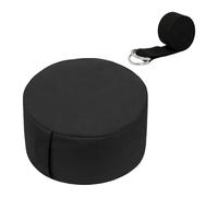 Relaxdays Set Meditazione Cinturino Yoga, Cuscino da Terra, Fodera Lavabile, HD 13x33 cm, Cotone Nero, 60% Fibra vegetale, 13 x 33 x 33 cm