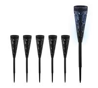 Relaxdays Lampade Solari da Giardino, Set 6 Fiaccola LED con Effetti di Luce, Sensore di Luminosità, H x D: 41 x 7, Nero