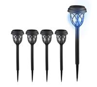 Relaxdays Lampade Solari da Giardino, Set da 5, LED con Effetti Luce, Sensore di Luminosità, H x D: 42,5 x 10 cm, Nero