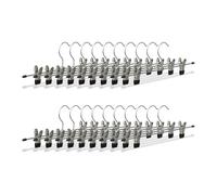 Relaxdays Appendini per pantaloni, gonne, metallo set da 20 grucce con clip regolabili HxLxP: 9x35,5x2,5 cm argento/nero