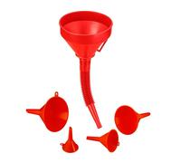 Relaxdays Imbuto per Benzina, Set da 5 in Varie Misure, Attrezzo Universale per Auto & Cucina, Tubo Flessibile, Rosso