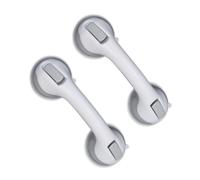 Relaxdays Maniglie da Doccia con Ventose, 25 Kg Capacità, Set 2 Supporti, Vasca da Bagno,Anziani & Bambini,Bianco/Grigio