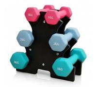 Relaxdays Set 3 paia manubri 1-3kg con base