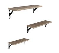 Set di mensole da Parete Relaxdays, 3 Misure: 30/35/40 cm, Design Industriale, Ripiani Resistenti, MDF e Ferro, Chiaro.