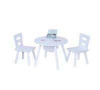 Relaxdays Set Tavolo Bambini, con 2 sedie, per Giocattoli, MDF, Bianco, Nylon, Fibra di Legno, 44 x 59.5 x 59.5 cm