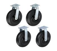 Relaxdays Set di ruote fisse e girevoli 3.00-4