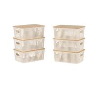 Relaxdays Set di scatole con coperchio in bambù