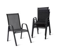 Sedie da giardino schienale alto impilabili per balcone con braccioli set 150 kg