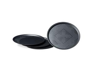 Relaxdays Set di teglie da pizza perforate rotonde