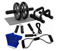 Relaxdays, set fitness da 8 unità, in diverse versioni | con rotella per addominali e parte superiore del corpo, set da allenamento