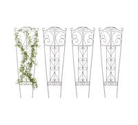 Relaxdays graticcio, Set da 4, A x L: 115 x 38 cm, Acciaio, Supporto per Piante rampicanti, Giardino, per Rose, Marrone