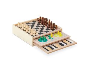 Relaxdays Set in legno di 7 giochi da tavolo