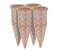 Relaxdays Set Irrigazione a Goccia, 4 Coni, Piante e Fiori, Innaffiatori per Bottiglie da 1,5 L, in-Outdoor, Terracotta, Ceramica, 13,5 x 5,5 x 5 cm