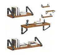 Relaxdays Set mensole da parete, 3 misure: 30/35/40 cm, effetto legno & metallo, per libri e piante