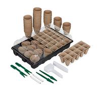 Relaxdays Set Mini Serra con 131 Accessori, Coperchio Trasparente, Vassoio Forato per Semina, Semenzaio, Plastica, Nero