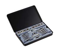 Relaxdays Set per Filettatura M3 - M12, Set con 9 Filiere & Maschi per Filettare, Giramaschio, Filettatore, Argento