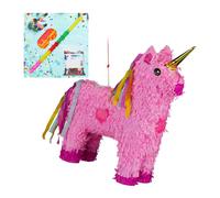 Relaxdays Set pignatta unicorno rosa e 3 accessori