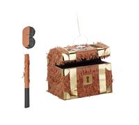 Relaxdays Set piñata scrigno, bastone e maschera
