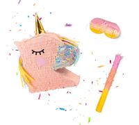 Relaxdays Set piñata unicorno bastone e maschera