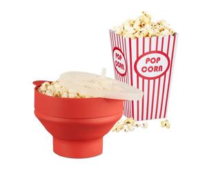 Relaxdays Set popcorn maker rosso + 48 sacchetti