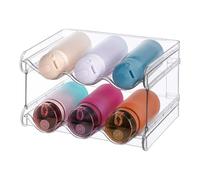 Relaxdays Set portabottiglie trasparente, impilabile, 15x28x20 cm | organizer frigo, 6 bottiglie, 2 piani