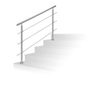Relaxdays Set Ringhiera per Scale in Acciaio, 1,5 M di Lunghezza, 2 Pali, 3 Traverse, Corrimano Esterni Interni, Argento