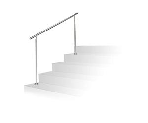 Relaxdays Set Ringhiera per Scale in Acciaio, 1,5 M di Lunghezza, 2 Pali, Senza Traverse, Corrimano Esterni, Argento