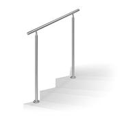 Relaxdays Set Ringhiera per Scale in Acciaio, 1 M di Lunghezza, 2 Pali, Senza Traverse, Corrimano Esterni, Argento