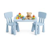 Relaxdays Set tavolo e 2 sedie per bambini, angolo gioco per cameretta, blu | plastica leggera, facile da pulire