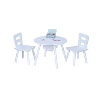 Relaxdays Set Tavolo e sedie per Bambini, con 2 Giocattoli, MDF, Bianco, e camerette