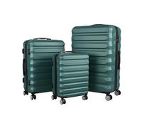 Relaxdays Set valigie 3 pz (S/M/L), 4 Ruote 360°, scocca Rigida, Manico telesc., Lucchetto, Petrol