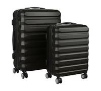 Relaxdays Set valigie rigide 2 pz, telescopiche con 4 Ruote, Lucchetto Combinazione, Nero 65x42x25.5 cm