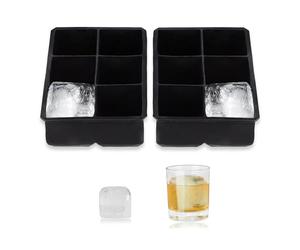 Relaxdays Set Vaschette per Cubetti di Ghiaccio, 2 Stampi Portaghiacchio, BPA Free, con Box e Coperchio, Trasparente, Silicone, 5 x 16,5 x 11 cm