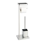 Relaxdays Set Bagno autoportante con ripiano e Porta Carta, Acciaio Inox, HLP 65x25x12 cm, Argento