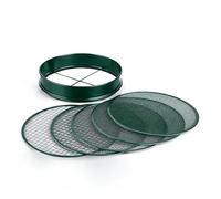Relaxdays setaccio Giardino 5in1, Rotondo Ø30 cm, Inserti intercambiabili, Terreno, Ghiaia e Sabbia, Acciaio Inox, Verde