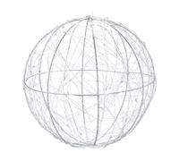 Relaxdays Sfera di Luci a LED Decorativa, a Batteria, da Appendere o Appoggiare, Cavo Lungo, Luci da Atmosfera, Ø 20 cm, Argento