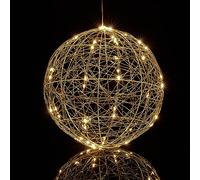 Relaxdays Sfera di Luci a LED, Lampada Decorativa Fili Luminosi, da Appendere o Appoggiare, Cavo Lungo, Ø 30 cm, Argento, Ferro