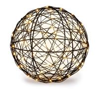 Relaxdays Sfera LED a batterie, in filo metallico, nera | da appendere o appoggiare, cavo lungo, Ø 30 cm