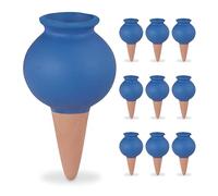 Relaxdays Sfere da Irrigazione a Goccia, Set da 10, Coni per Annaffiatura Automatica per Piante in Vaso, Terracotta Blu, Ceramica