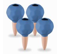 Relaxdays Sfere da Irrigazione a Goccia, Set da 4, Ø 6 cm, Coni Annaffiatura Automatica per Piante, Terracotta Blu, Ceramica