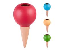Relaxdays Sfere da Irrigazione a Goccia, Set da 4, 300 ml ciascuna, Coni Annaffiatura Automatica per Piante, Multicolore, Ceramica
