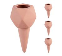Relaxdays Sfere da Irrigazione a Goccia, Set da 4, Coni per Bottiglie da 1,5 Litri, Irrigatore per Piante, Terracotta, Ceramica