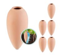 Relaxdays Sfere da Irrigazione a Goccia, Set da 6 Coni da 170 ml, Irrigatore Automatico di Acqua per Piante, Terracotta, Ceramica