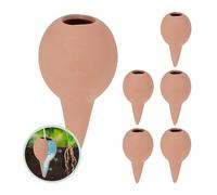 Relaxdays Sfere da Irrigazione a Goccia, Set da 6 Coni H x D: 11,5 x 6 cm, Irrigatore Automatico per Piante, Terracotta, Ceramica